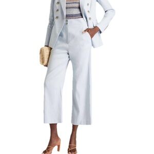 Veronica Beard Jeanne Linen Blend Oxford Wide Leg Stretch Pants EUC Sz 8 $398